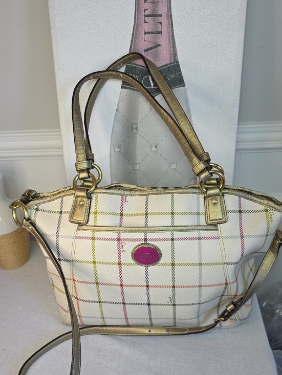Coach Handbags - Coach Peyton Tattersall Plaid Tote Bag With Crossbody